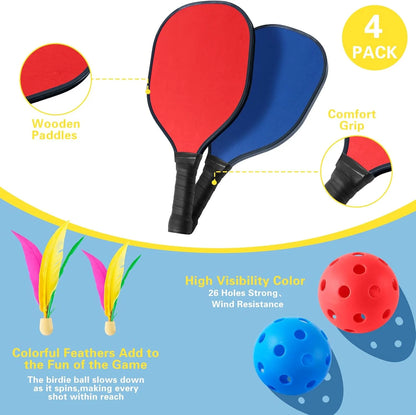 Slsy Portable Pickleball with Net, A Racket Game That Combines Pickleball, Badminton, Jianzi, and Tennis, Backyard Games Sport Outdoor Indoor, Fun Games for Kids & Adults