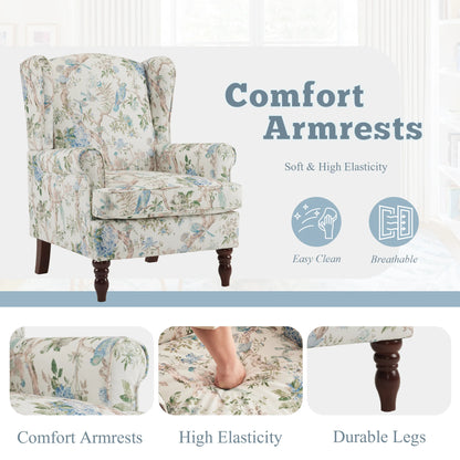 EROMMY Upholstered Accent Chair, Floral Print Fabric Armchair