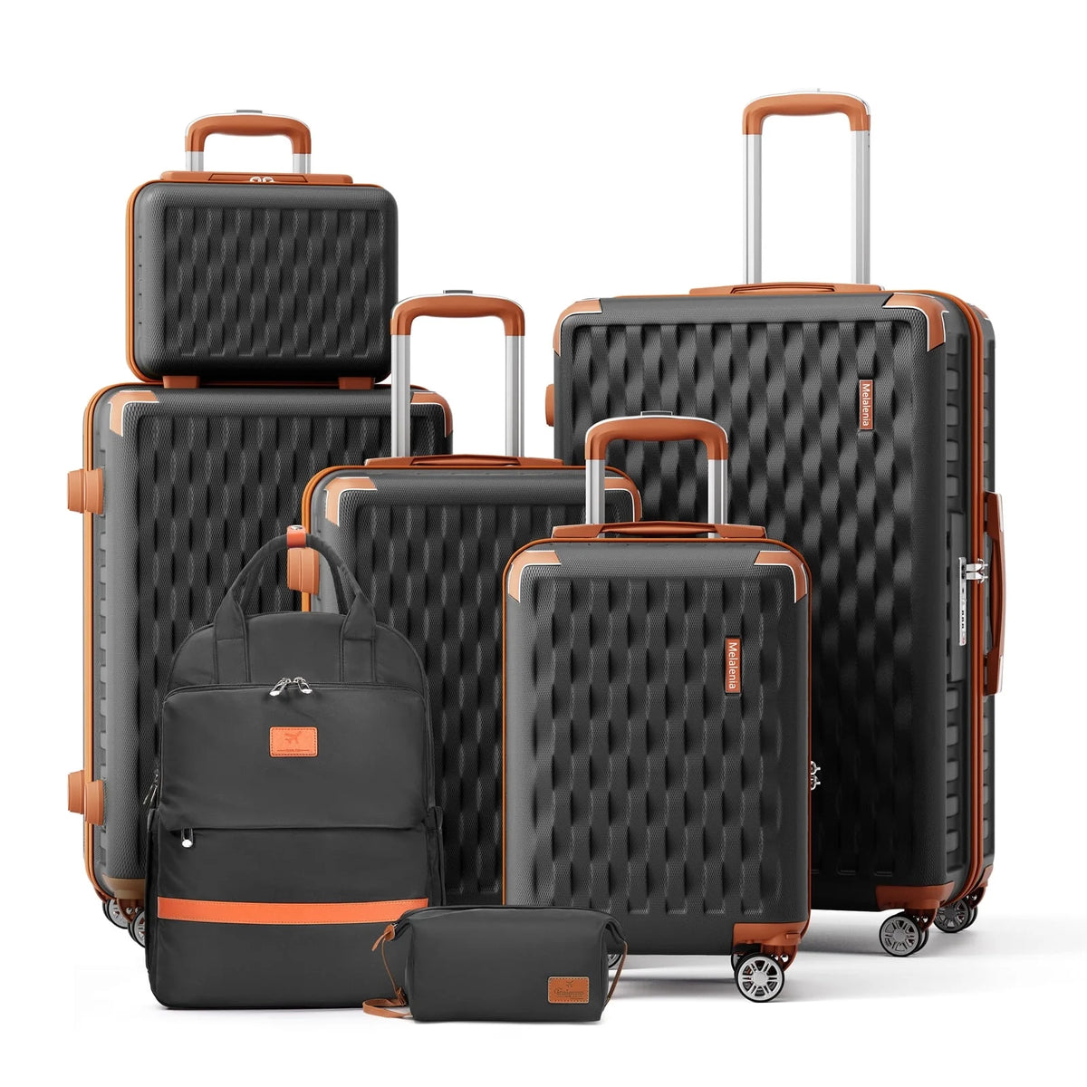 Melalenia - 7 Luggage Sets ABS Hardside Spinner Luggage -With Spinner Wheels and TSA Lock-White