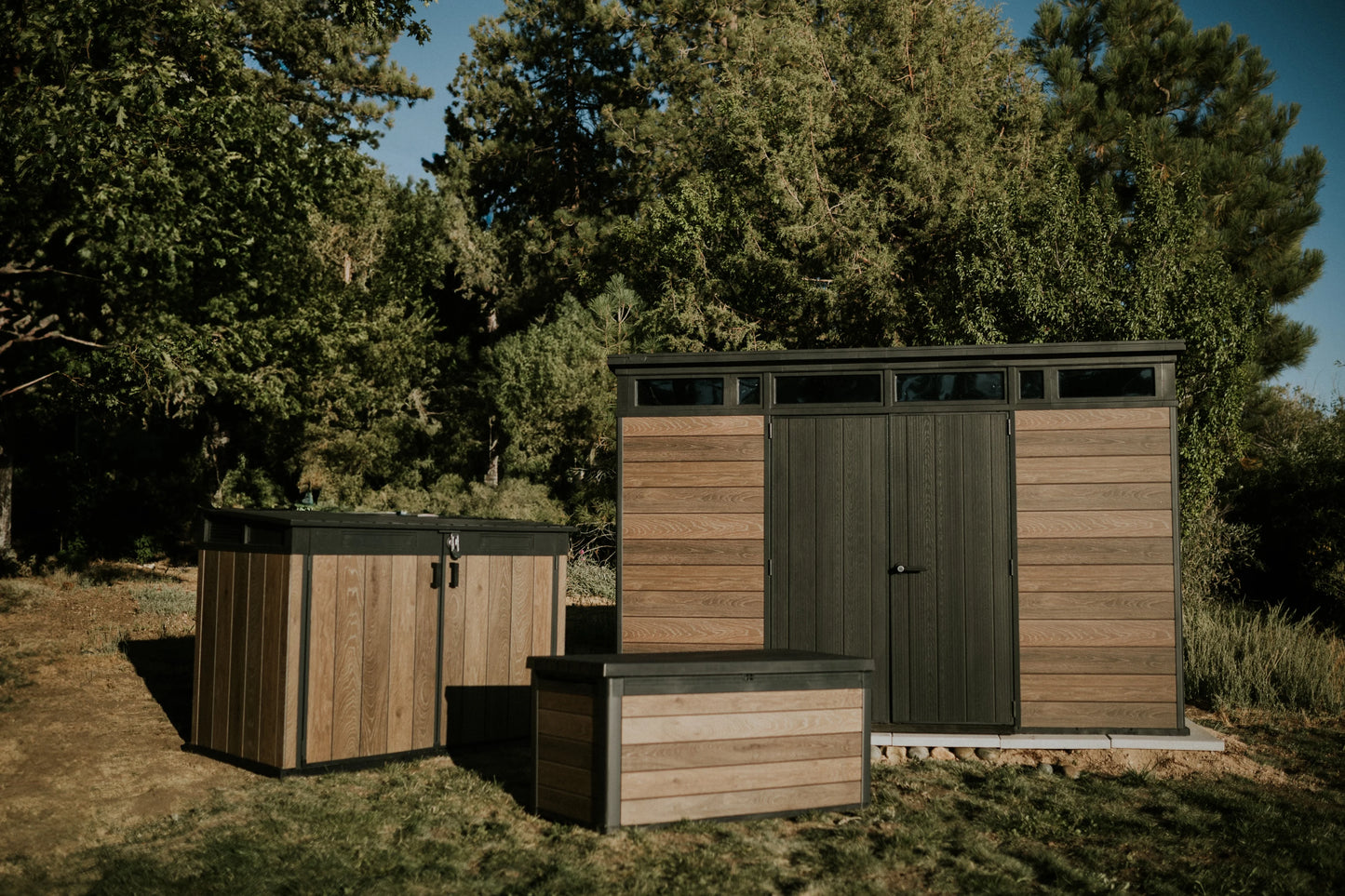 Keter Signature 11x7 ft. Durable Resin Outdoor Storage Shed With Heavy Duty Floor and Locking Door, Walnut