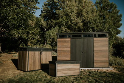 Keter Signature 11x7 ft. Durable Resin Outdoor Storage Shed With Heavy Duty Floor and Locking Door, Walnut