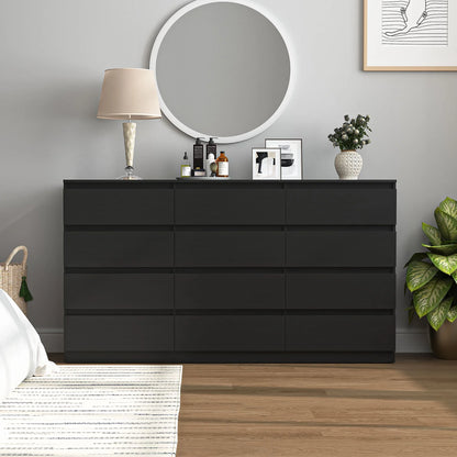 Resenkos Modern Mid Century 6 Drawer Wide Dressers Chests for Bedroom, Chest of Drawer Organizer Grey