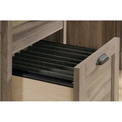 Bowery Hill Traditional Wood Executive Desk with File Drawer in Salt Oak