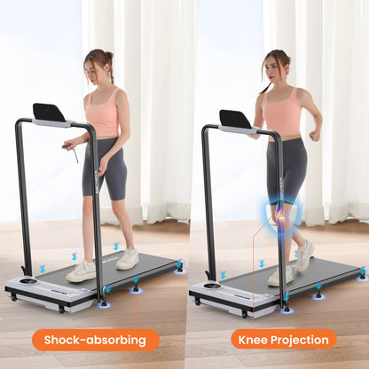 ANCHEER Portable Folding Walking Pad 300lb, 7.5 MPH Under Desk Treadmill with Remote Control & LED Display,2 in 1 Walking Pad Treadmill for Home/Office/Exercise(Pink)