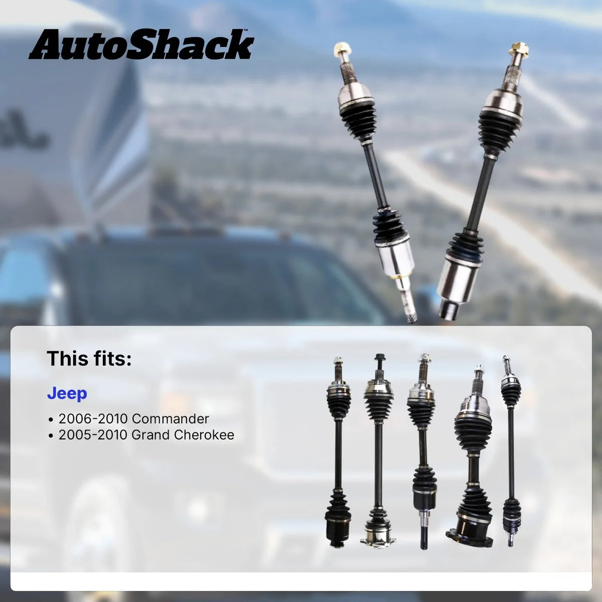 AutoShack Front CV Axle Shafts | Replacement for 2006-2010 Jeep Commander 2005-2010 Jeep Grand Cherokee | 2-PC
