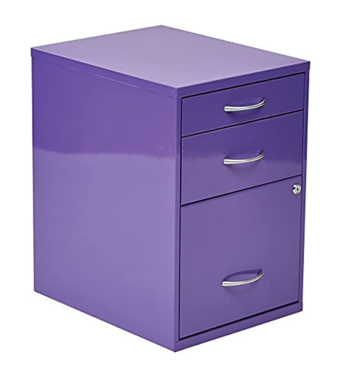 Osp Designs 3 Drawer Vertical Metal Lockable Filing Cabinet, Purple