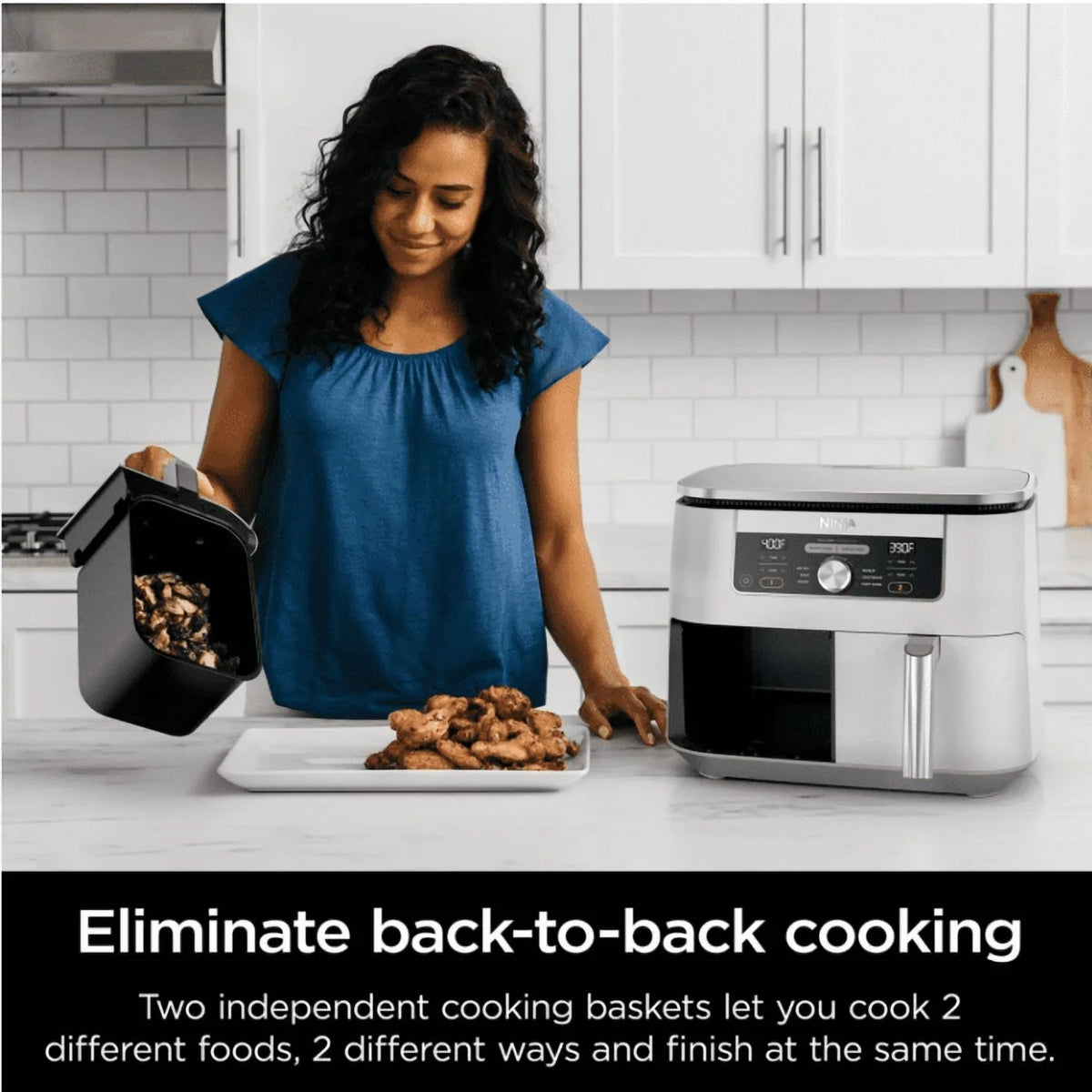 Ninja Foodi 6-in-1, 8 Quart 2-Basket Air Fryer with DualZone Technology -White