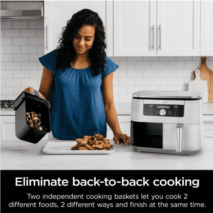 Ninja Foodi 6-in-1, 8 Quart 2-Basket Air Fryer with DualZone Technology -White