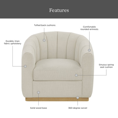 Better Homes & Gardens Lillian Accent Swivel Chair, Cream Linen