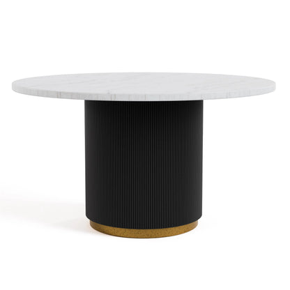 Furniture of America Jaine 54" Round Indoor Dining Table, Black and White