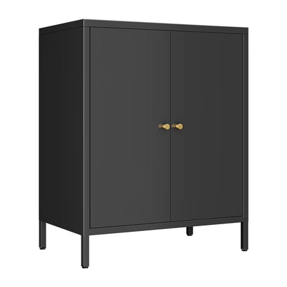 Small 2 Transparent Door Metal Storage Side Buffet Cabinet for Bed Room,Living Room,Entryway,Hallway,Home,Hotel,Office,Garage,Kitchen,1 Removable Shelf.