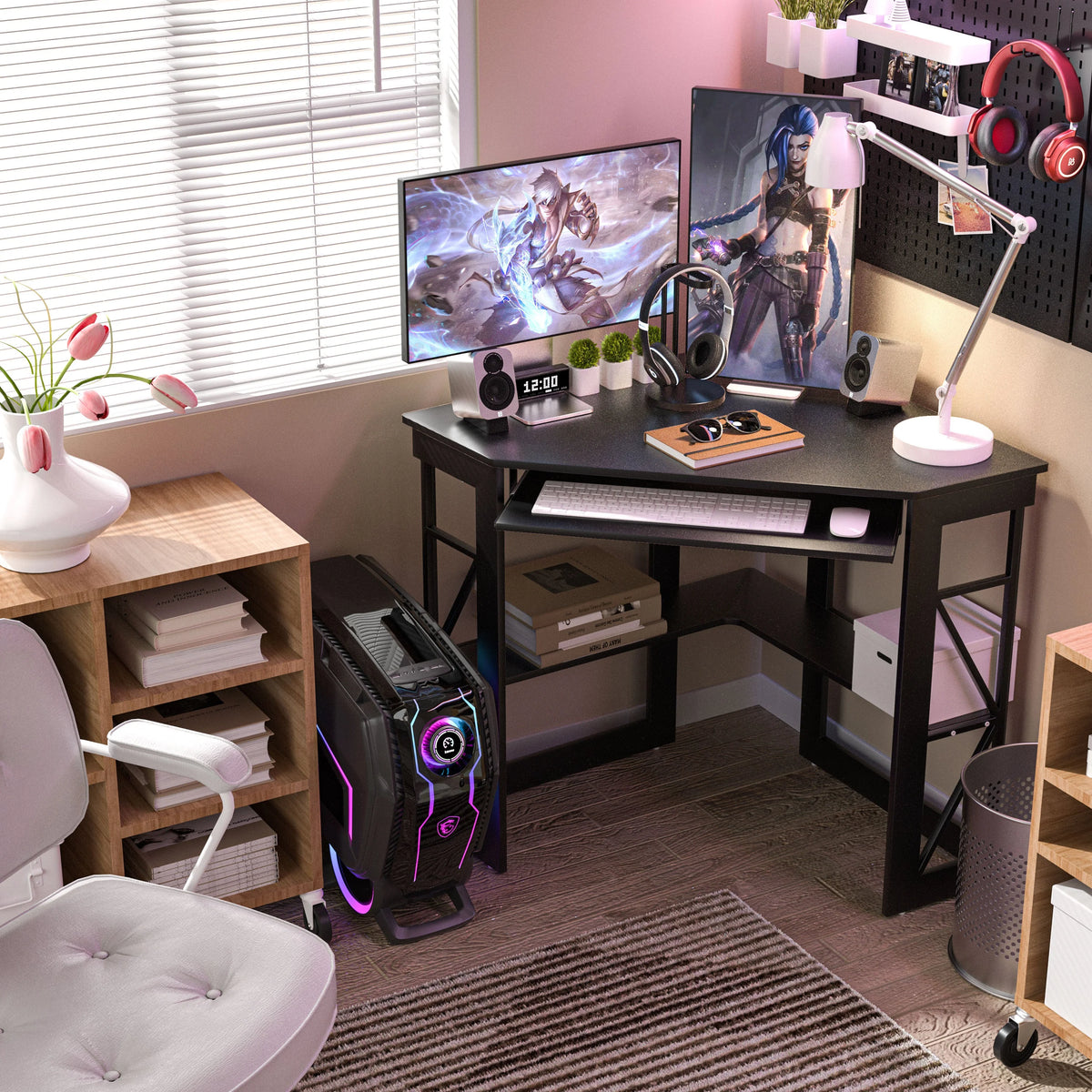 Brown Triangle Corner Desk, Office/Computer/Writing Desk for Student Apartments