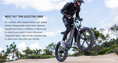 COSWHEEL T26 Electric Mountain Bike – 48V 1000W Motor, 15Ah Battery, 26"x4.0" All-Terrain Tires, Dual Suspension, Shimano 7-Speed