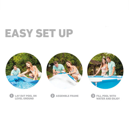 INTEX Round Metal Frame 8ft x 20in Above Ground Swimming Pool Set, Blue