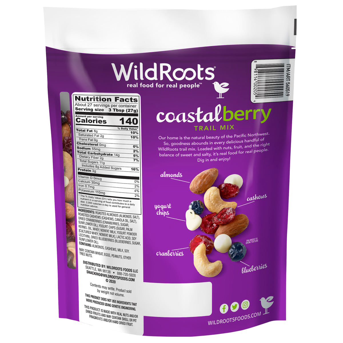 WildRoot's Coastal Berry Trail Mix, 26 oz