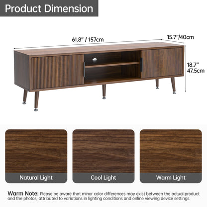 Selooye Mid Century TV Stand, Modern TV Console for TVs up to 70 Inches, Entertainment Center with Storage, TV and Media Consol, 62 Inch (Natural)