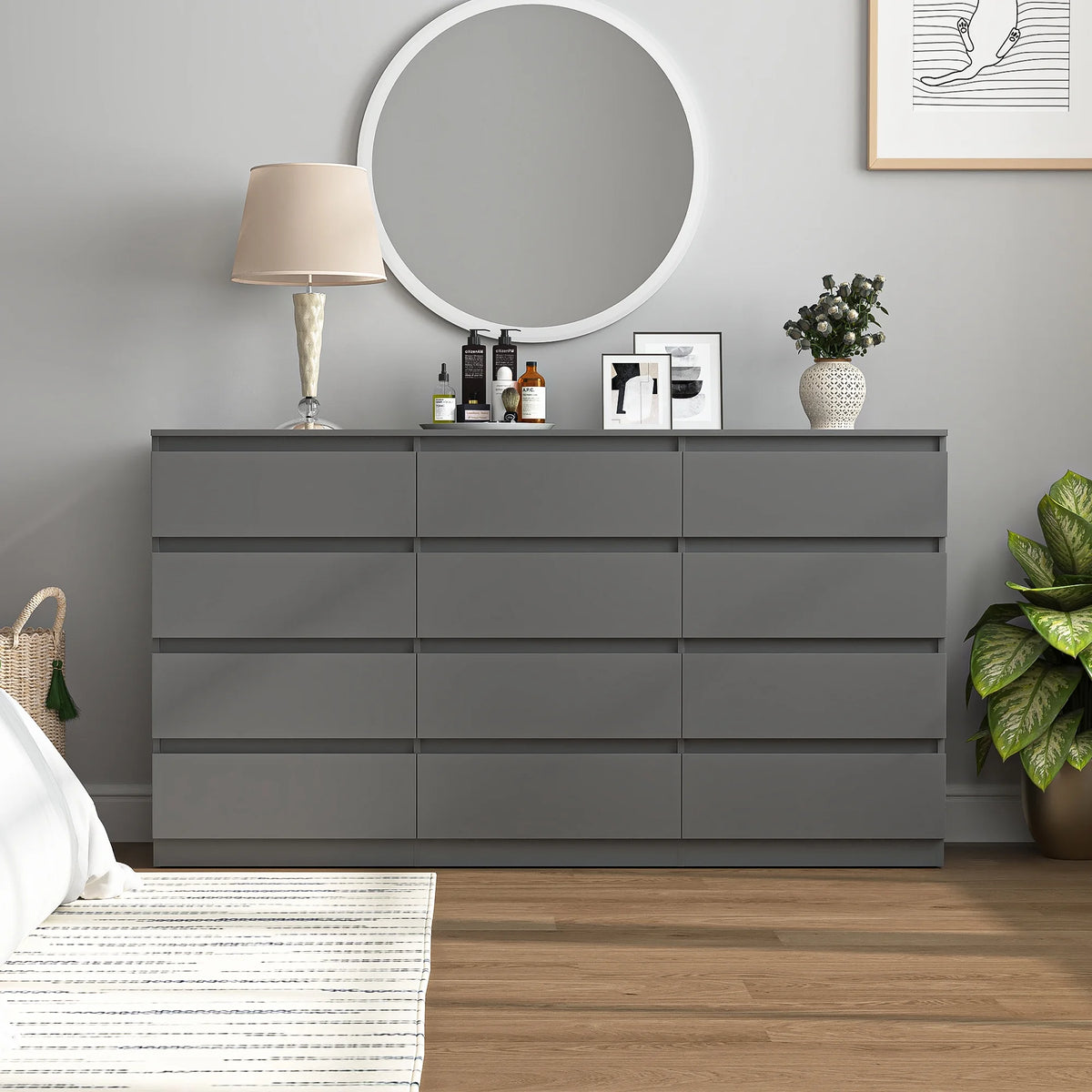 Kadyn Modern 6 Drawer Dresser Wood Cabinet,Dresser for Bedroom, Kitchen Storage Cabinet with Drawers, Chest of Drawers(Black)