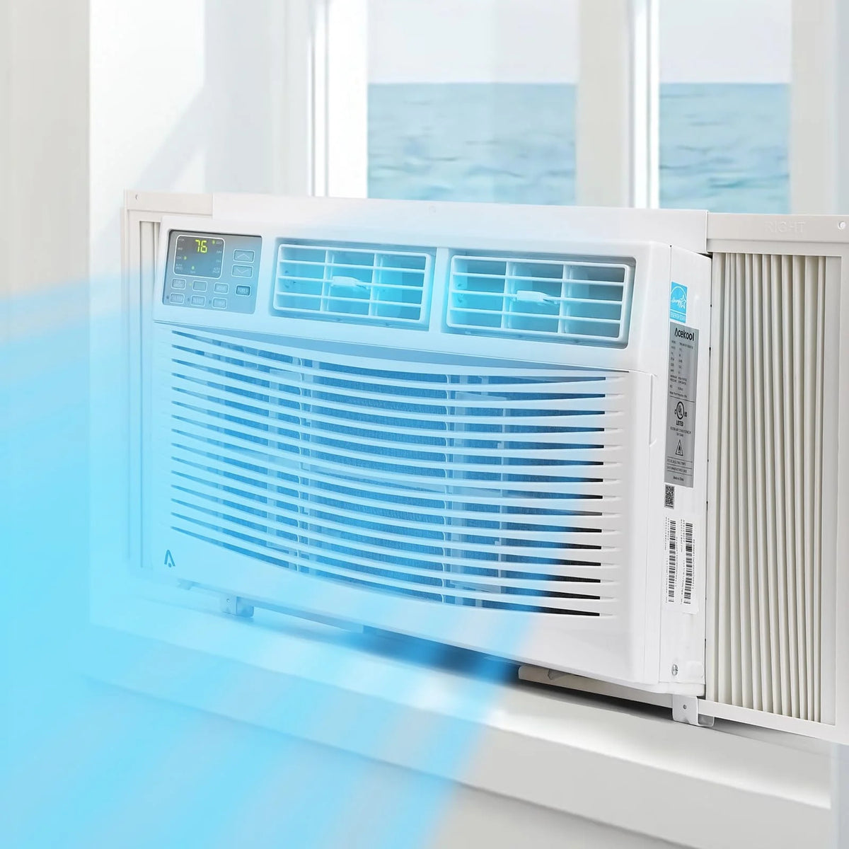 Air Conditioner, 8000 BTU Turbo Fast Cooling AC Unit Remote/App Control, Flexible Window Opening(T Design Install Kit), 24H Timer, Washable Filter,White