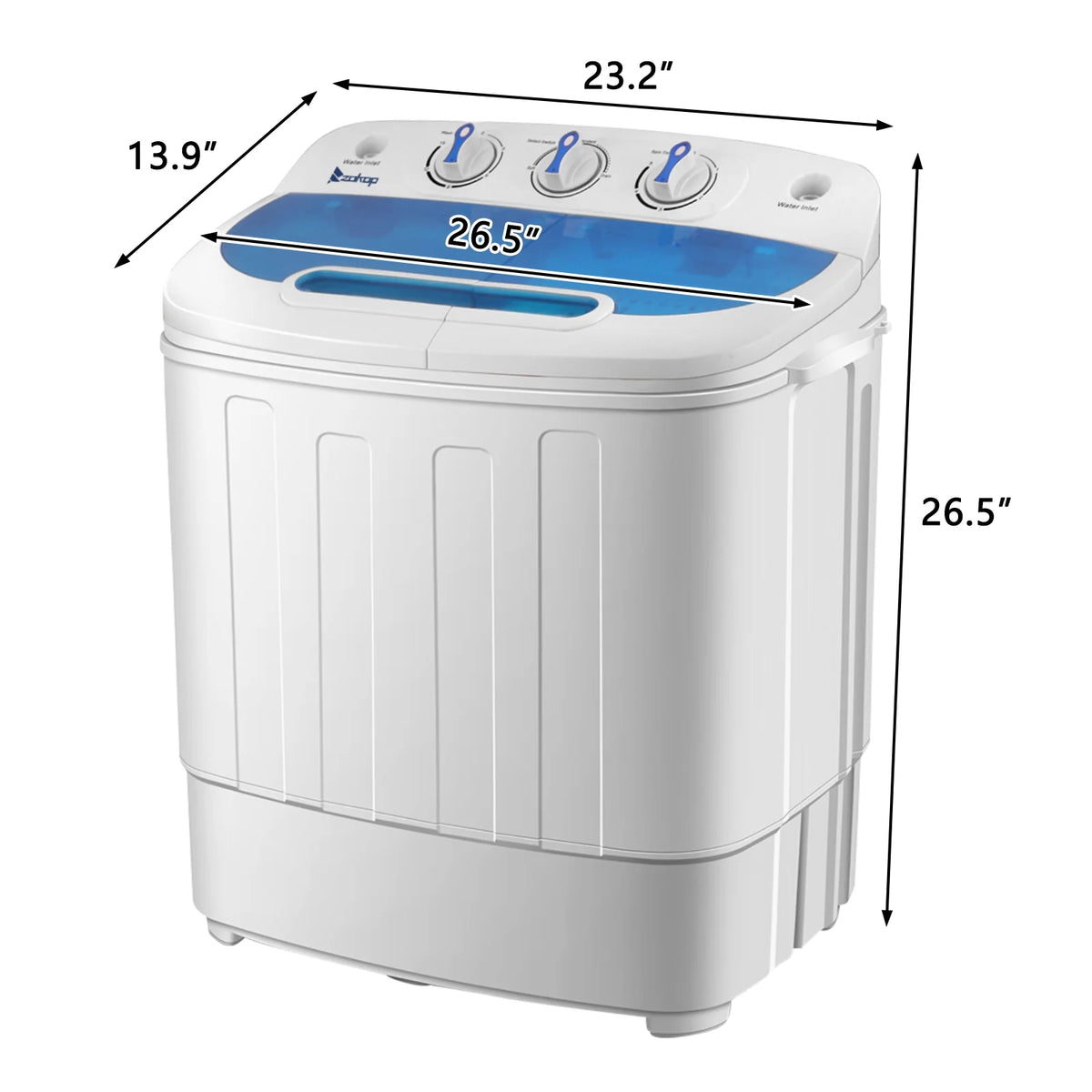 Portable Washing Machine, YOFE Compact Mini Washing Machine, Semi-automatic Washing Machine, Portable Mini Twin Tub Washing Machine for Camping Apartments, Washer(7.7lbs) /Spiner(6.6lbs), Gray, R4861