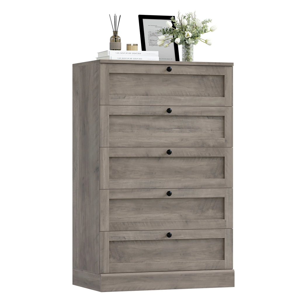 Homfa 5 Drawer White Bedroom Dresser, Modern Vertical Dresser Drawers Wood Organizer for Living Room Entryway Small Spaces