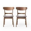 GDF Studio Isador Mid Century Modern Fabric Upholstered Wood Dining Chairs, Set of 2, Dark Gray and Walnut