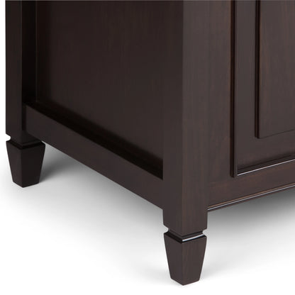 Simpli Home Connaught SOLID WOOD 51 inch Wide Traditional Storage Bench Trunk in Dark Chestnut Brown