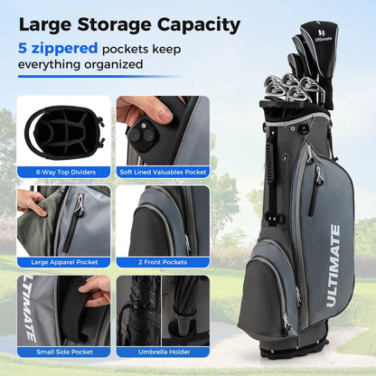 Costway Men's Complete Golf Clubs Package Set 10 Pieces Includes Alloy Driver