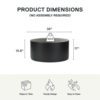 Better Homes & Gardens Miller Drum Coffee Table, Black