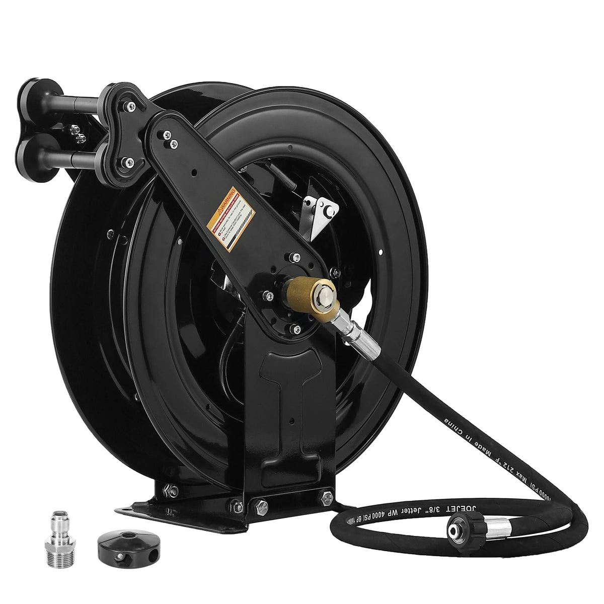 Auto-Retractable Pressure Washer Hose Reel, 50FT x 3/8" Heavy Duty Steel Power Washer Hose Reel Dual Arm, 4000 PSI