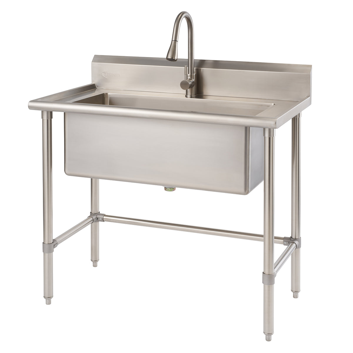 TRINITY 32' x 16' Stainless Steel Utility Sink with Pull-out Faucet