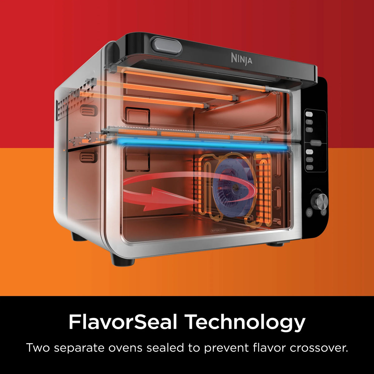 Ninja 10-in-1 Air Fryer, Double Door Toaster Oven with FlexDoor, FlavorSeal & Smart Finish, Rapid Top Convection and Air Fry Bottom, Bake, Toast, Air Fry, Pizza and More, Stainless Steel, DCT400