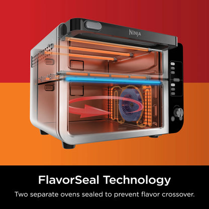 Ninja 10-in-1 Air Fryer, Double Door Toaster Oven with FlexDoor, FlavorSeal & Smart Finish, Rapid Top Convection and Air Fry Bottom, Bake, Toast, Air Fry, Pizza and More, Stainless Steel, DCT400