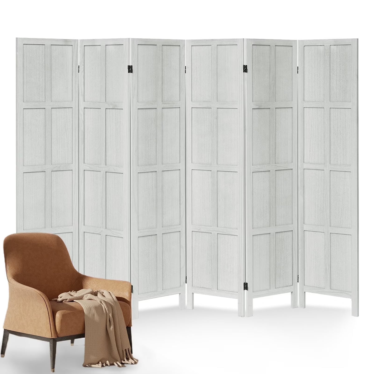 Aletheiawu 4 Panel Room Divider Wall and Folding Privacy Screens��No Installation Required��White