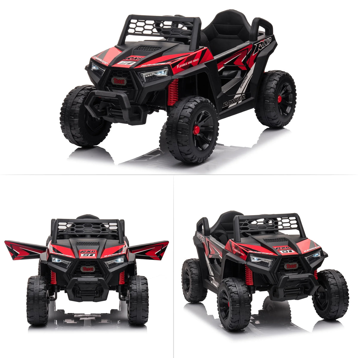 TOBBI 12V Kids Electric off-Road UTV Truck Car Battery Powered Ride on Toys for Girls with LED Headlights, Music, Horn