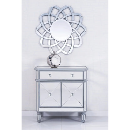 Elegant Lighting Side Cabinet Contemporary Silver Clear Brushed Steel Mirror Solid Wood Mirrors