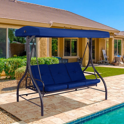 Arlopu 3 Person Porch Swing Outdoor Converting Canopy Swing Glider with Canopy