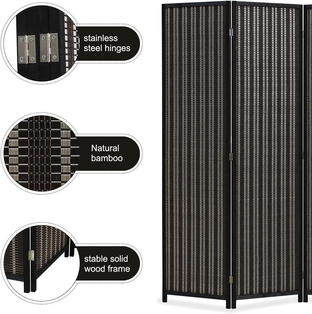 JOSTYLE 4-Panel Room Divider 6ft Tall Extra Wide Folding Privacy Screen with Diamond Double-Weave Divider for Room Separation Freestanding Red Brown