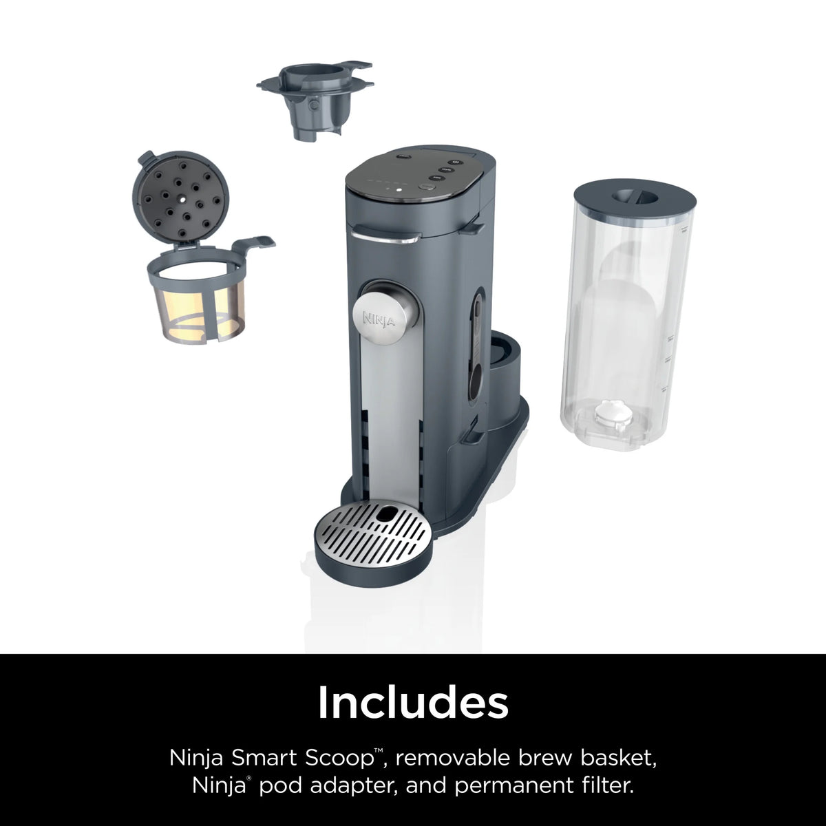 Ninja Pods & Grounds Single-Serve Coffee Brewer, Steam Grey