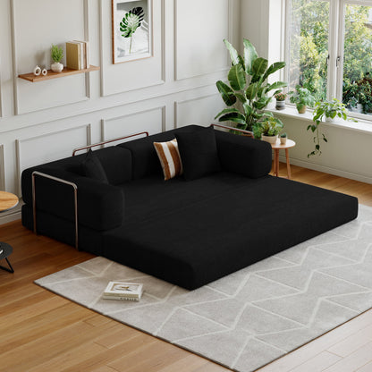 Convertible Sleeper Sofa Bed,Compressed Floor Boneless Couch,Modular Modern Corduroy Sofa for Living Room Bedroom -with Fixed-Shape Frame and Support Armrest,Easy Assembly(Green)