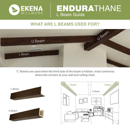 12"W x 8"H x 18'L 3-Sided (U-beam) Hand Hewn Endurathane Faux Wood Ceiling Beam, Factory Prepped