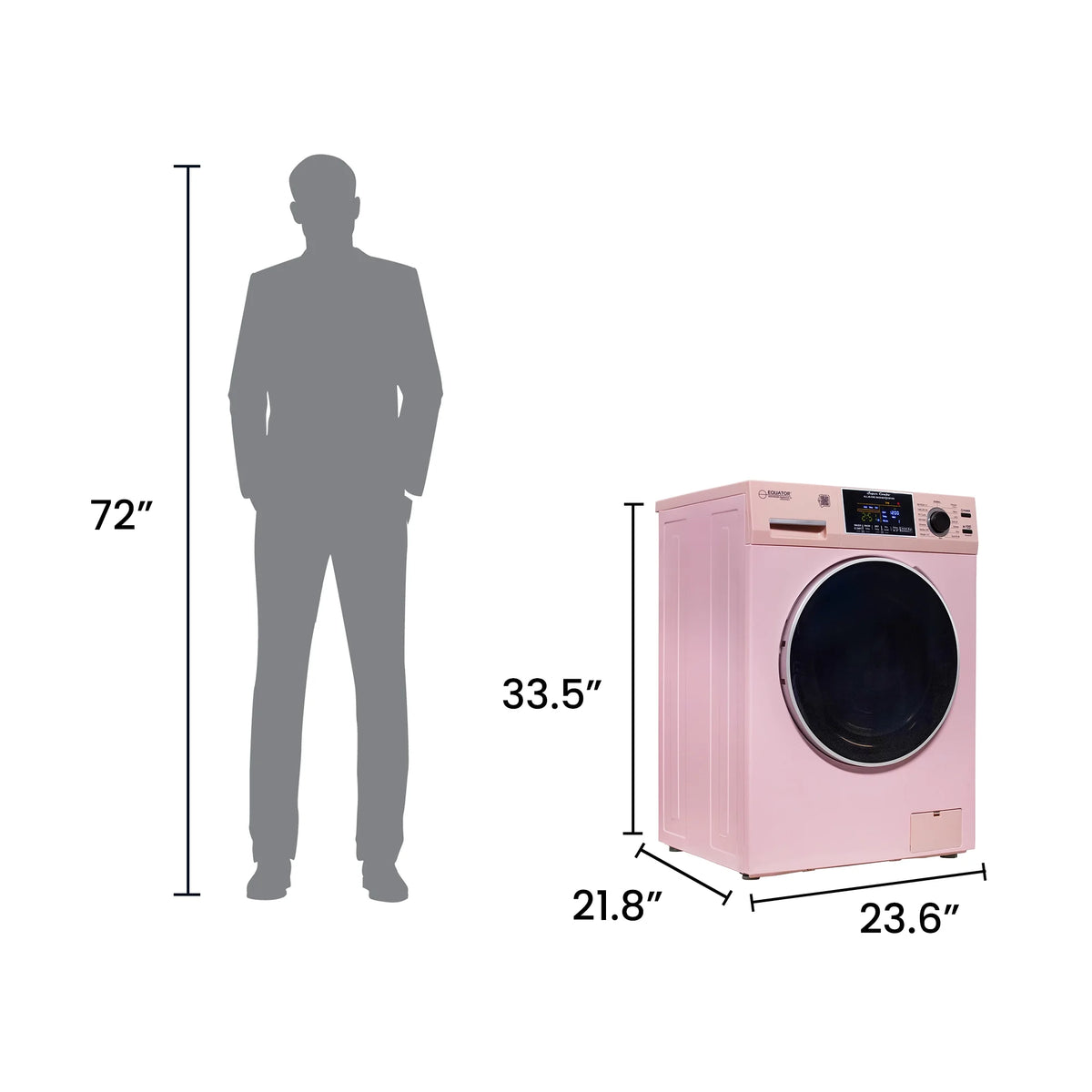 Equator All-in-One Washer Dryer VENTLESS/VENTED PET cycle 1.62cf/15lbs 110V in Pink