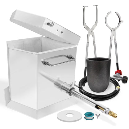7KG Propane Melting Furnace Kit with Two Tongs and Crucible, All New Kiln Metal Foundry Furnace Smelting Gold Silver Copper Aluminum, Metal Recycle Home Smelting Casting Tool