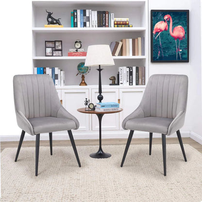 Duhome Velvet Dining Chairs Set of 2 Side Chairs for Dining Room, Modern Accent Chairs Upholstered Office Guest Chair, Gray