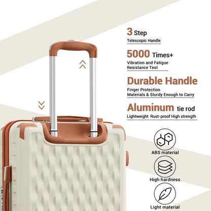 Melalenia - 7 Luggage Sets ABS Hardside Spinner Luggage -With Spinner Wheels and TSA Lock-White