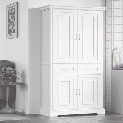 Homfa 70.9'' Tall Kitchen Pantry with 4 Doors, 2 Drawer Modern Freestanding Storage Cabinet for Dining Room Living Room, White