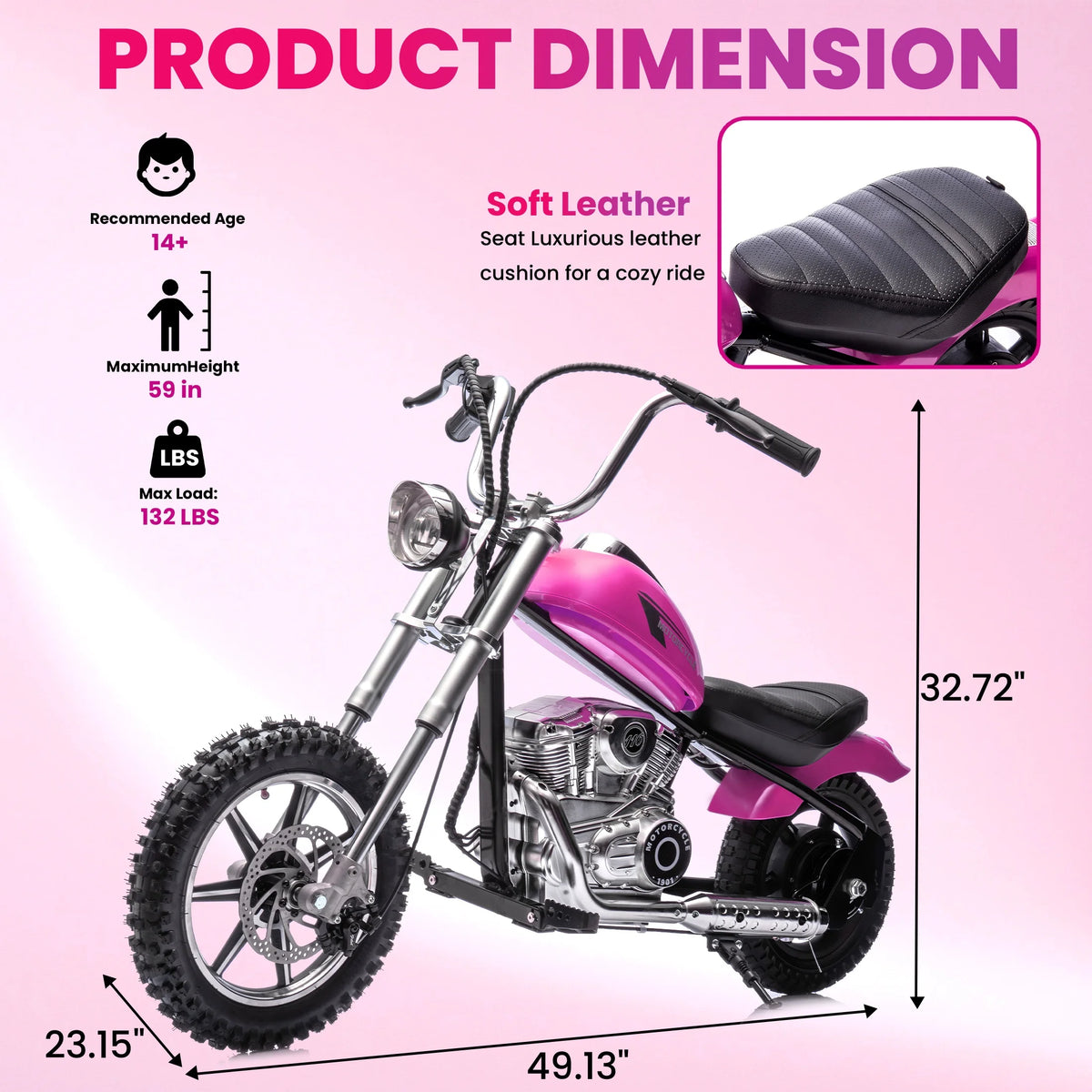 36V Power Ride on Motorcycle for Teen, Kids Electric Motorcycle with Front Wheel suspension, LED Light, Top Speed 13.6 Mph, Electric Dirt Bike for Boys Girls, Oranger