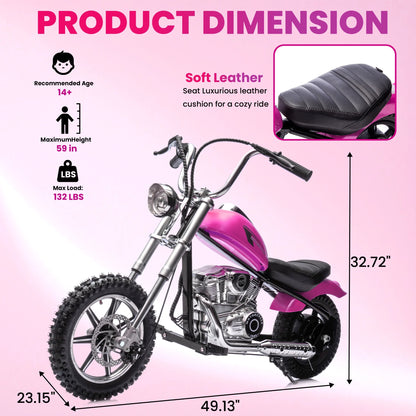 36V Power Ride on Motorcycle for Teen, Kids Electric Motorcycle with Front Wheel suspension, LED Light, Top Speed 13.6 Mph, Electric Dirt Bike for Boys Girls, Oranger