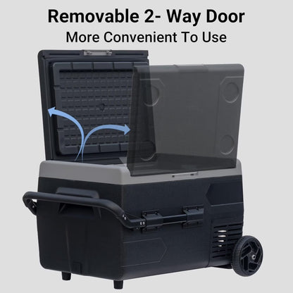 SMAD 12V/24V Car Fridge 50L Camping Mini Fridge Freezer, Quiet Electric Compressor Cool Box, Black