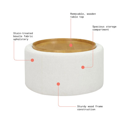 Beautiful Drew Stowaway Coffee Table with Storage by Drew Barrymore, Cream