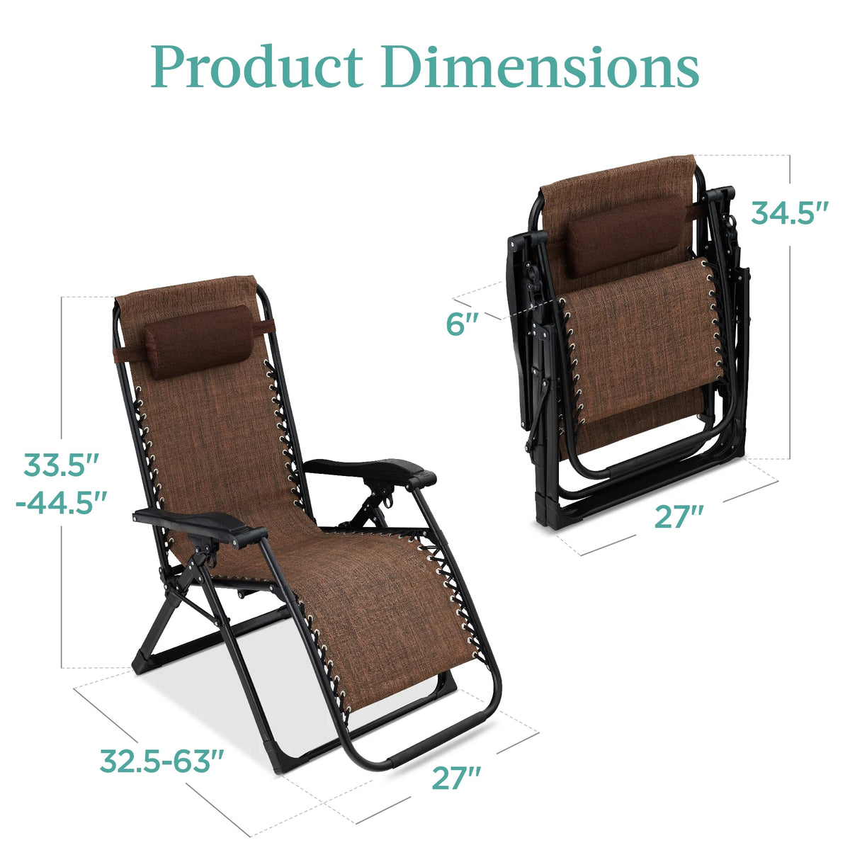 Best Choice Products Oversized Zero Gravity Chair, Folding Recliner w/ Removable Cushion, Side Tray - Fossil Gray